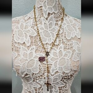 Vintage Catholic 12k gold fill gf Rosary with box. Still has tag